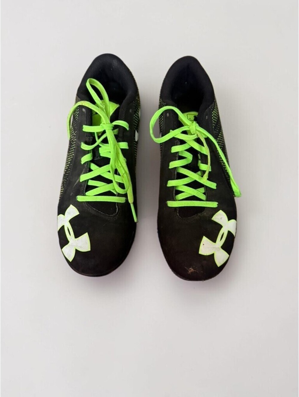 Under Armour Yard Low ST Baseball Cleats 5Y Black Neon Green Metal 1264167-031